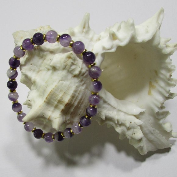 Natural Chevron Amethyst Gemstone Bracelet - Picture 1 of 5
